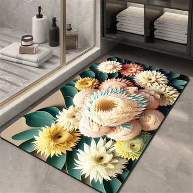 Peb-dimensional Paj Mos Diatom Mud Mat Chav Dej Absorbent Mat Toilet Foot Mat Quick qhuav Non-slip Toilet Door Mat